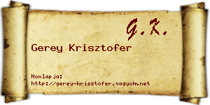 Gerey Krisztofer névjegykártya